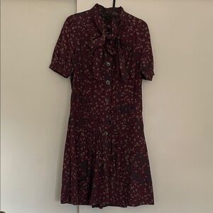 Marc By Marc Jacobs Burgundy Floral Casual Dress, Size 4